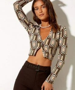 Motel Rocks Portia Long Sleeve Top - Brown CLOTHING