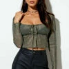 Motel Rocks Sanila Mesh Crop Top - Green