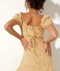 Motel Rocks Sasi Mini Dress - Yellow CLOTHING