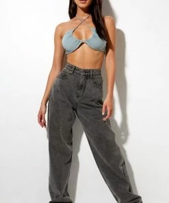 CLOTHING Motel Rocks Yessa Crop Top - Blue Surf