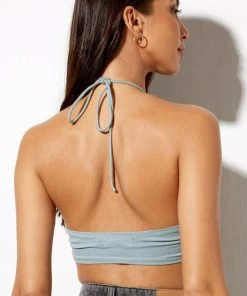 CLOTHING Motel Rocks Yessa Crop Top - Blue Surf