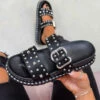 DMF NEED ME Chunky Studded Buckle Sandals - Black/Silver