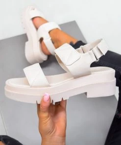 NDS NIA Chunky Velcro Sandals - Cream PU