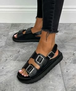 DMF SHOES NIA Sling Back Sandals - Black