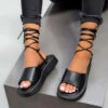 DMF NINA Chunky Tie Up Sandals - Black SHOES