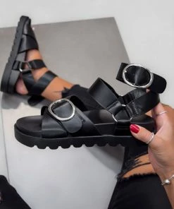 DMF NOA Chunky Buckle Sandals - Black