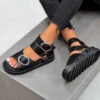 DMF NOA Chunky Buckle Sandals - Black