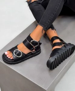 DMF NOA Chunky Buckle Sandals - Black