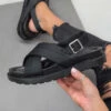 LIV NOLA Chunky Cross Over Sandals - Black SHOES