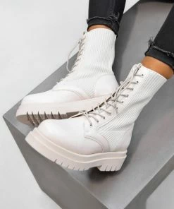 CIT ORLA Chunky Ankle Boots - Cream