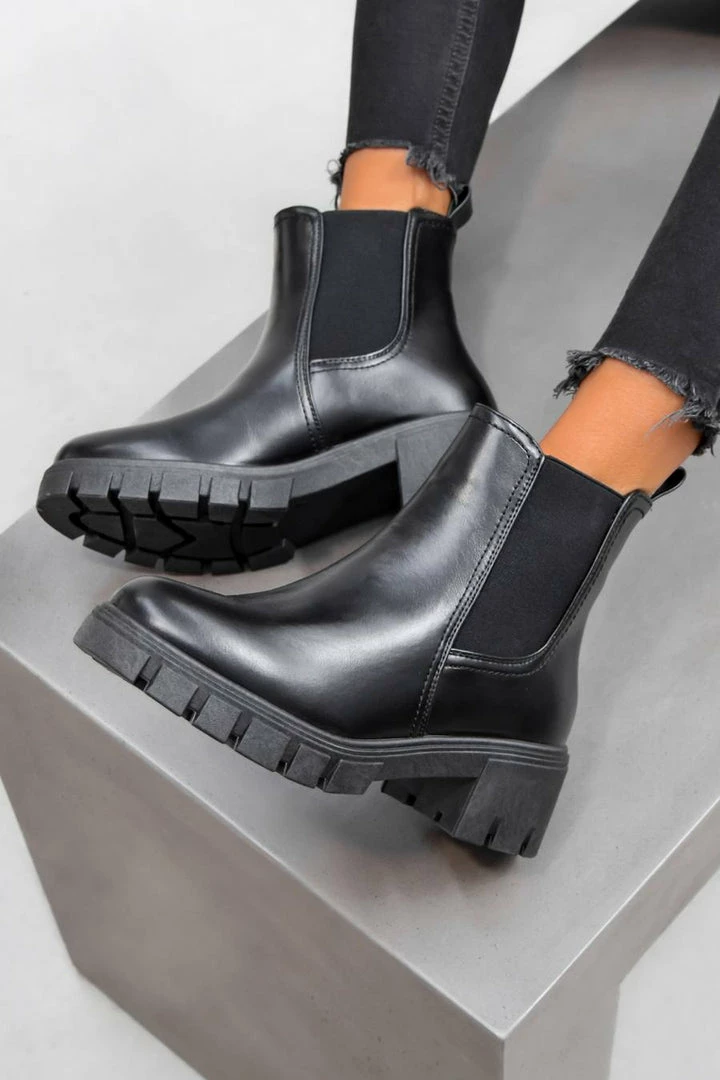 LIV ORLA Chelsea Ankle Boots - Black PU SHOES 4 LIV ORLA Chelsea Ankle Boots - Black PU SHOES