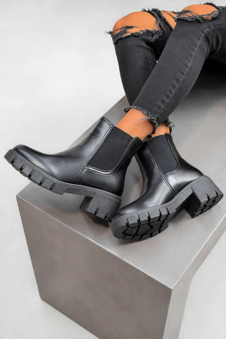 LIV ORLA Chelsea Ankle Boots - Black PU SHOES 5 LIV ORLA Chelsea Ankle Boots - Black PU SHOES