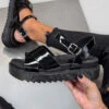 ELG SHOES PERLA Chunky Platform Buckle Sandals - Black Patent