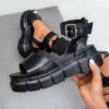 CIT PUNISH Super Chunky Buckle Sandals - Black PU SHOES 2 CIT PUNISH Super Chunky Buckle Sandals - Black PU SHOES
