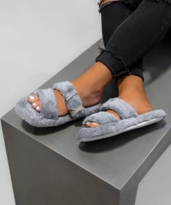 CIT SHOES RAINA Faux Fur Slipper - Grey