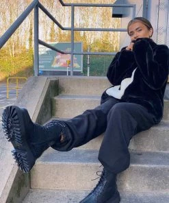 AJV RAPTOR Panelled Ankle Boots - Black Croc