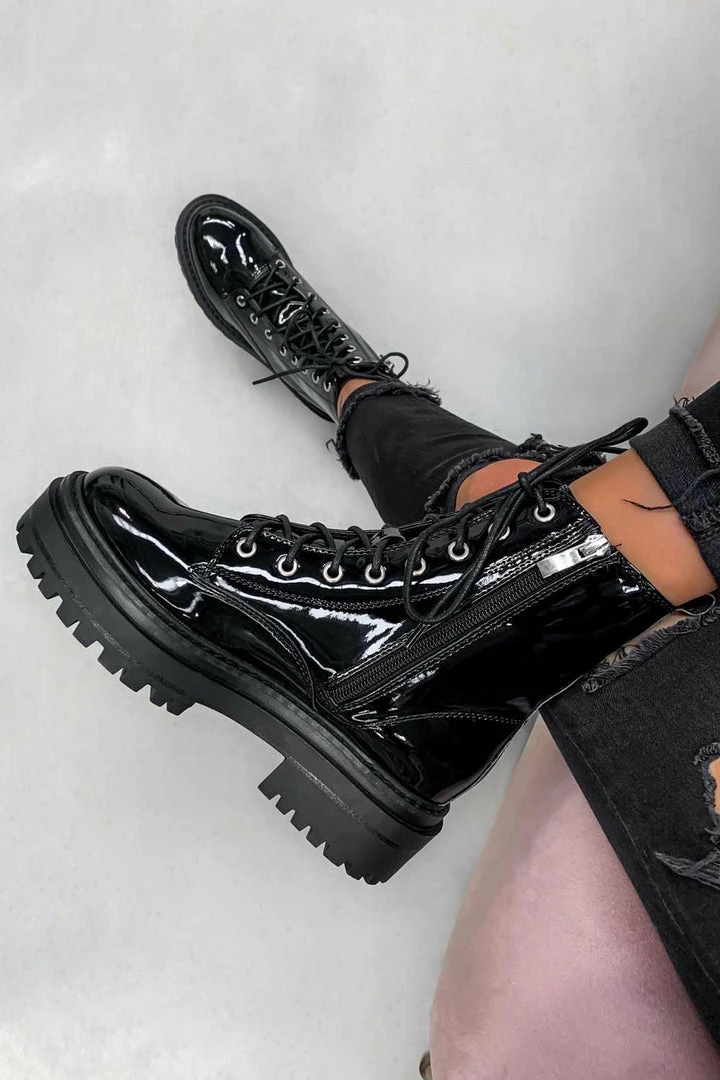 NDS REAKTOR Chunky Platform Ankle Boots - Black Patent SHOES 4 NDS REAKTOR Chunky Platform Ankle Boots - Black Patent SHOES