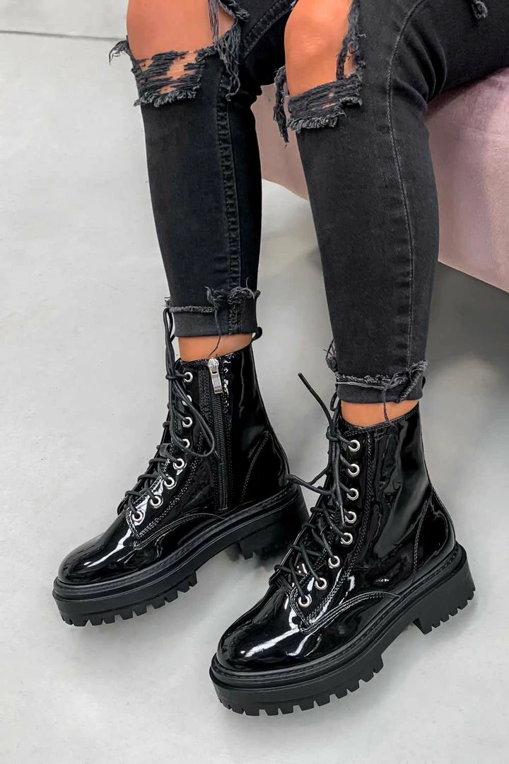 NDS REAKTOR Chunky Platform Ankle Boots - Black Patent SHOES 5 NDS REAKTOR Chunky Platform Ankle Boots - Black Patent SHOES