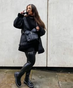 LIV REBEL Zip Front Ankle Boots - Black PU