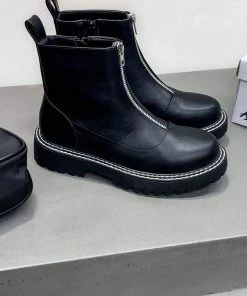 LIV REBEL Zip Front Ankle Boots - Black PU