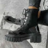 NDS RELOAD Chunky Platform Sock Fit Ankle Boots - Black Patent
