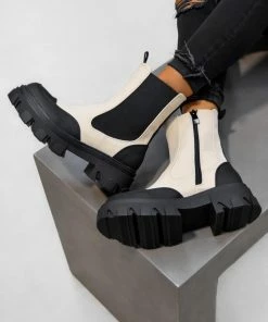 DMF REMAIN Chunky Ankle Boots - Beige SHOES