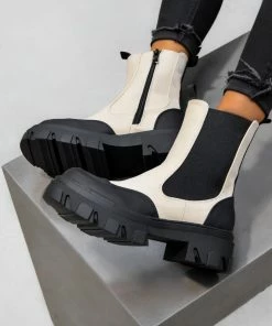 DMF REMAIN Chunky Ankle Boots - Beige SHOES