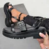 NDS REMEDY Chunky Buckle Sandals - Black PU