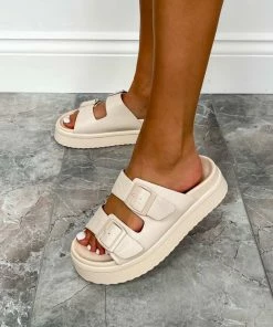 NDS REMMY Chunky Buckle Sandals - Beige
