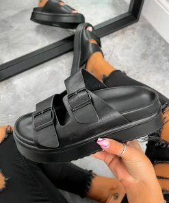 NDS REMMY Chunky Buckle Sandals - Black