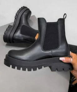 CIT SHOES RETAKE Chelsea Ankle Boots - Black PU