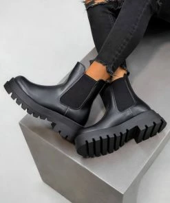 CIT SHOES RETAKE Chelsea Ankle Boots - Black PU