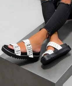 NDS REVOLT Chunky Eyelet Sandals - White SHOES