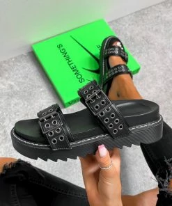 NDS SHOES REVOLT Chunky Eyelet Sandals - Black