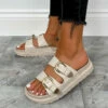 DMF SHOES REYAL Chunky Buckle Sandals - Beige