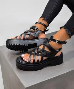 NDS RHIAN Chunky Gladiator Buckle Sandals - Black
