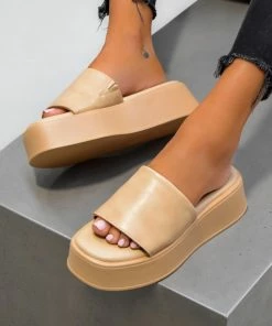 CIT RIAN Chunky Platform Sandals - Beige