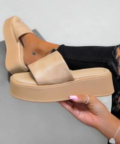 CIT RIAN Chunky Platform Sandals - Beige