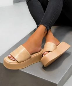 CIT RIAN Chunky Platform Sandals - Beige