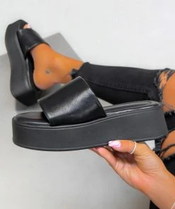 CIT RIAN Chunky Platform Sandals - Black SHOES