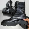 DMF RICCO Chunky Ankle Boots - Black Croc SHOES