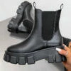 CIT RIO Chunky Sole Ankle Boots - Black PU