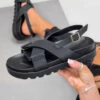 DMF SHOES RIO Chunky Buckle Sandals - Black