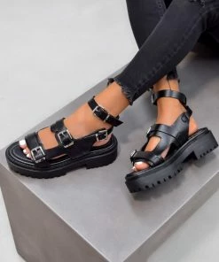NDS RIOT Chunky Buckle Sandals - Black SHOES
