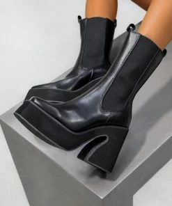 ELG RISE Platform Sock Fit Boots - Black SHOES