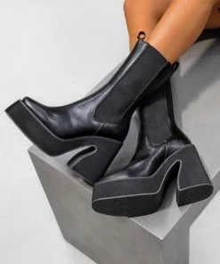 ELG RISE Platform Sock Fit Boots - Black SHOES