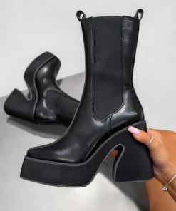 ELG RISE Platform Sock Fit Boots - Black SHOES