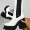 ELG RISE Platform Sock Fit Boots - White SHOES