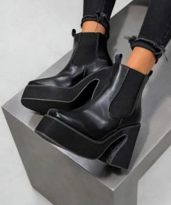 ELG RISE UP Platform Chelsea Boots - Black PU
