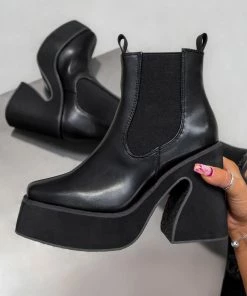 ELG RISE UP Platform Chelsea Boots - Black PU
